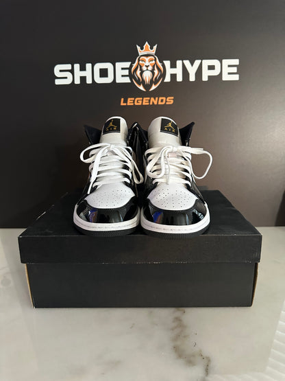 Pre-Owned Air Jordan 1 Mid Patent Black White/Gold